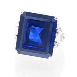 36.45 ct unheated sapphire from Burma (Myanmar) in a Graff ring, sold for ca. US$ 1.6 million at Christie’s Geneva in November 2023.
