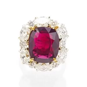 7.31 ct unheated Burma (Myanmar) ruby mounted in a ring, sold for US$ 1,134,000 at Christie’s New York in December 2023.